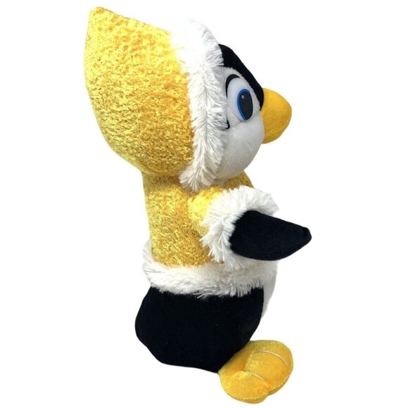 Nanco Penguin Plush Yellow Winter Fur Hat Hoodie Coat 12 In Stuffed Animal 2014 - Picture 2 of 9